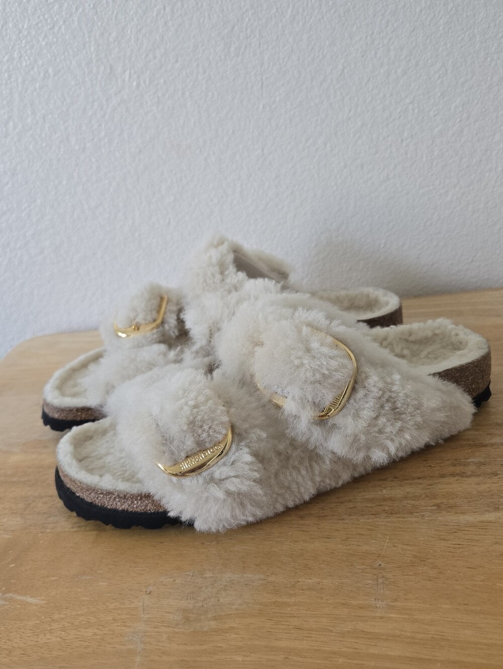 New BIRKENSTOCK Arizona Big Buckle Shearling Teddy Eggshell EU 40 Unisex US 9